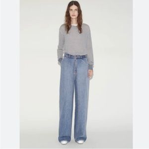 AALTO Blue Denim Front Pleat Wide Leg Jeans
